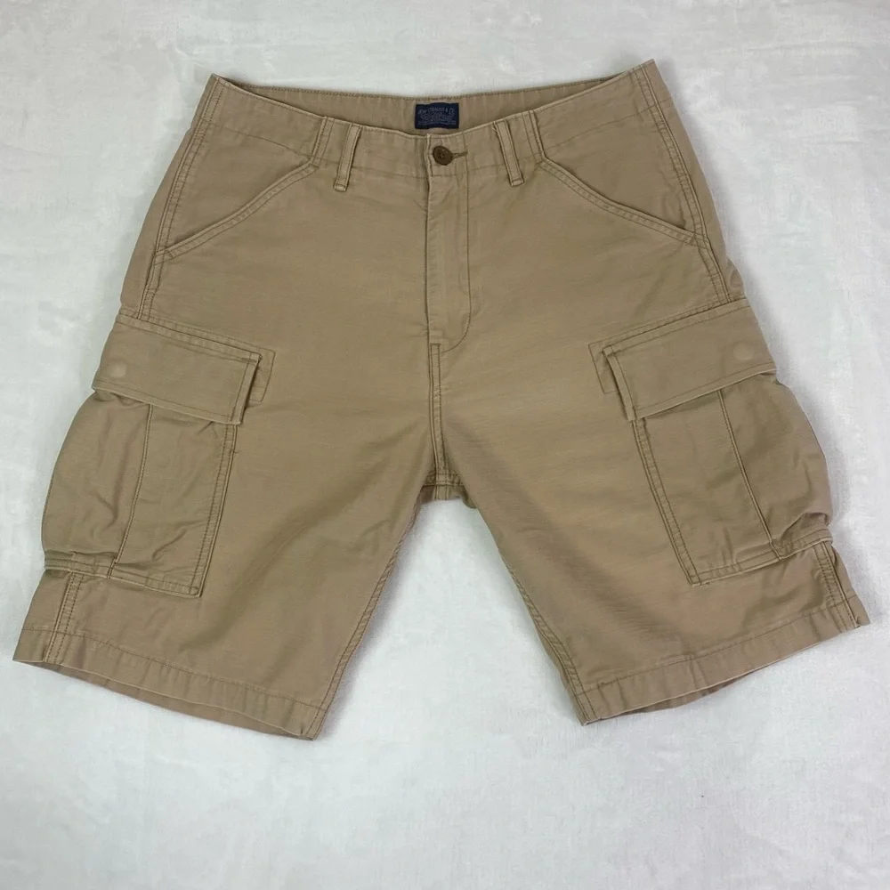 Levis Men's Cargo Shorts Khaki Beige Cotton Hiking Work 100% Cotton Size 32